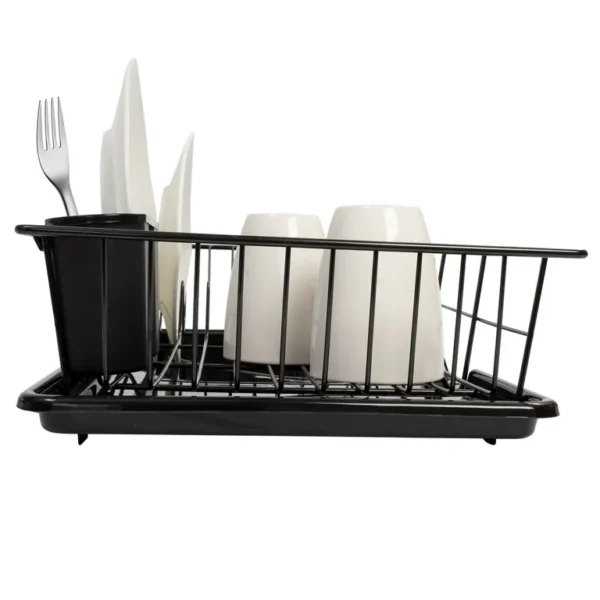 Sweet Home Collection 3-Pieces Kitchen Sink Dish Drainer Set-Black 4