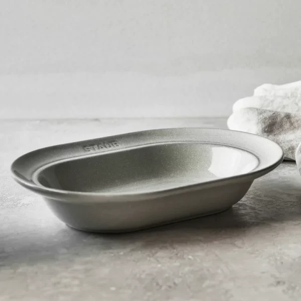 Staub Ceramic Dinnerware 10-inch Oval Serving Dish - White Truffle 4
