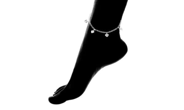 Italian 925 Solid Sterling Silver Puffed Heart Charm Anklet 10" For Women 4