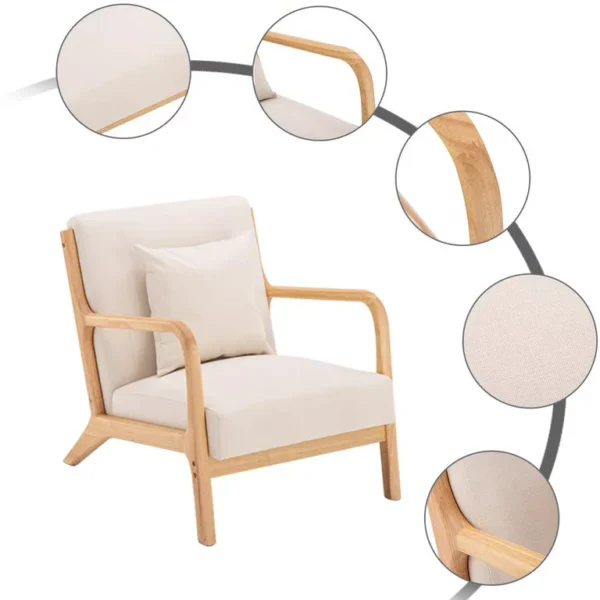 UBesGoo Modern Mid Century Accent Chair Living Room Single Sofa Cafe Lounge Chair Beige 4