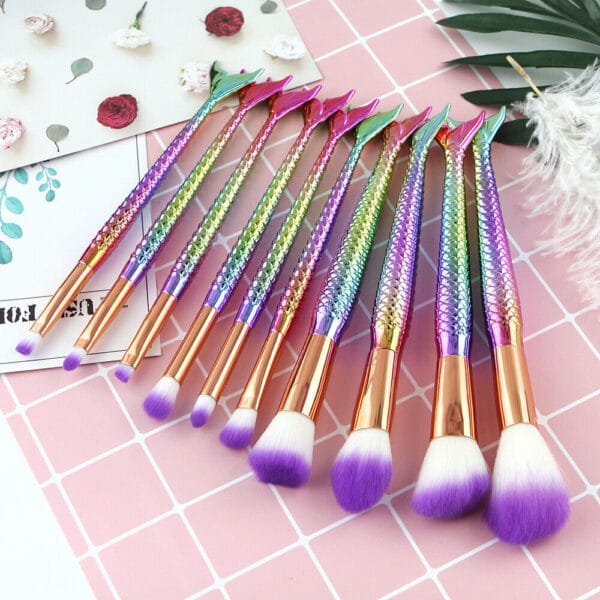 10Pcs Colorful Pro Makeup Brushes Set Powder Foundation Eyeshadow Brush Tool New 4
