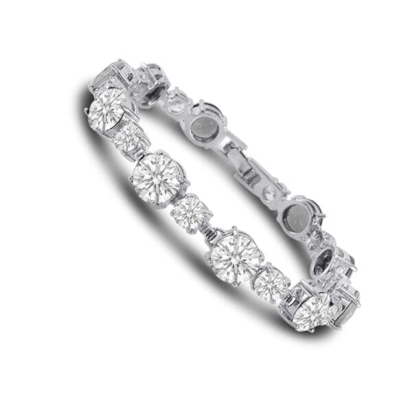 Silver Plated CZ Tennis Bracelet - 8mm & 5mm Cubic Zirconia Stones ~Choose Color 3