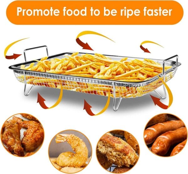 2pc Air Fryer Basket For Oven Stainless Steel Grill Basket Non-stick Mesh Basket 5