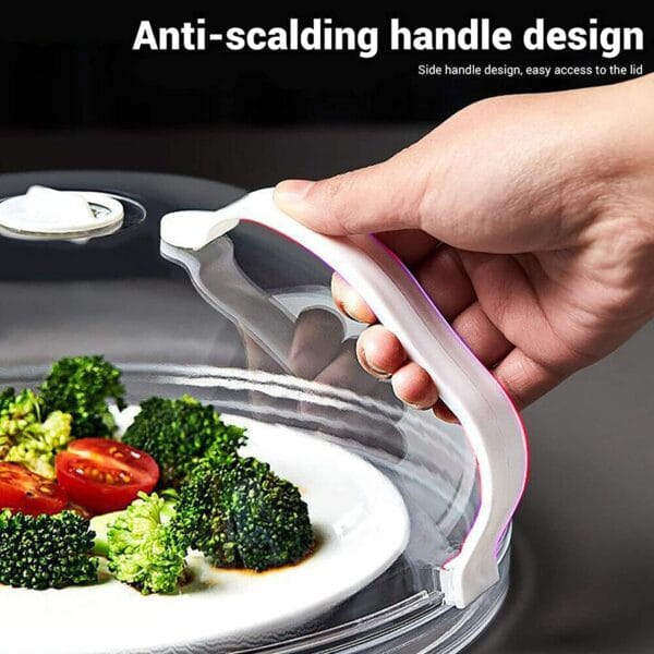 WENWELL Microwave Splatter Cover for Food,Clear Microwave Splash Guard Cooker lid with Handle 3
