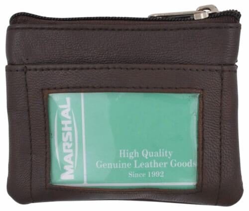 Genuine Leather Coin Change Purse With Front ID Window & Key Ring 710 Assorted c 4
