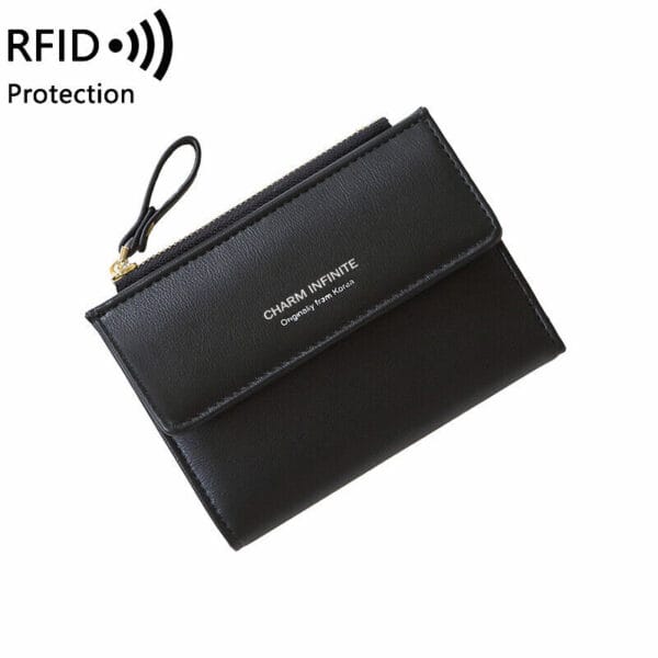 Women RFID Short Wallet Lady Small Handbag Bifold Leather Wallet with ID Window 25