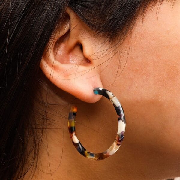 Resin Tortoise Shell Hoop Earrings for Women (8 Pairs) 5