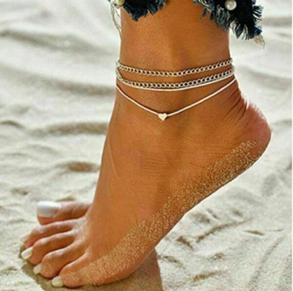 Fashion Love Heart Ankle Bracelet Foot Chain Silver White Women Anklet Gifts 4