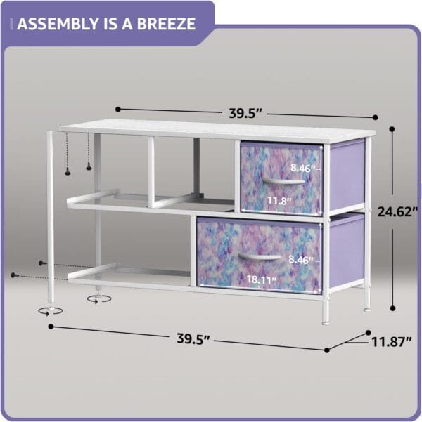 Sorbus Kids Dresser with 5 Drawers - Storage Chest Organizer Unit with Steel Frame, Wood Top, Easy Pull Fabric Bins - Long Wide TV Stand for Bedroom Furniture, Hallway, Closet & Office Organization 4