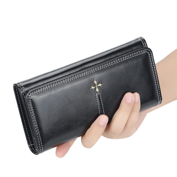 Women Lady Oil Wax Leather Clutch Wallet Long Purse Credit Card Phone Holder Bag 25