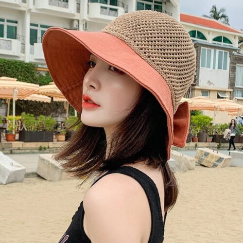 3-91.jpg Women Floppy Sun Beach Straw Hats Wide Brim Packable Summer Cap