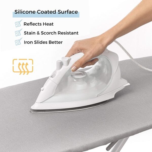 Ironing Board Cover and Pad Standard Size Silicone Coated 4 Layers 15x54 inch Extra Heavy Duty Thick Padding, Heat Reflective, Non Stick Scorch and Stain Resistant, Elastic Edge 5