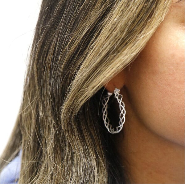 Jewelry Women Black & White Twisted Hoop 925 Sterling Silver Earrings 5