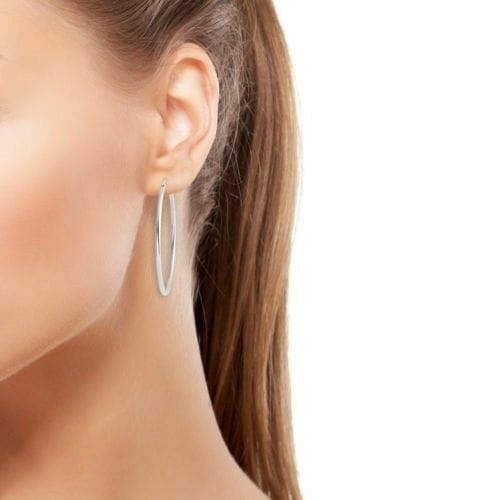 Picture 1 of 4 Have one to sell? Sell now Womens 925 Sterling Silver Elegant S Shaped Large Silver Hoop Earrings - 35MM 5