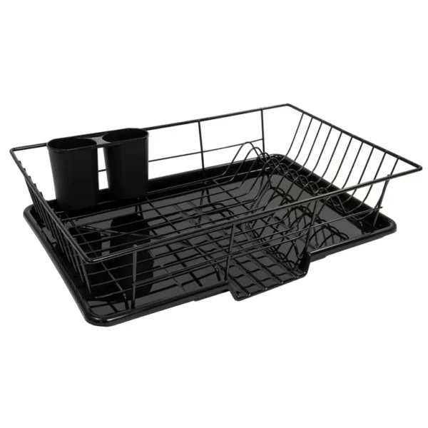 Sweet Home Collection 3-Pieces Kitchen Sink Dish Drainer Set-Black 5