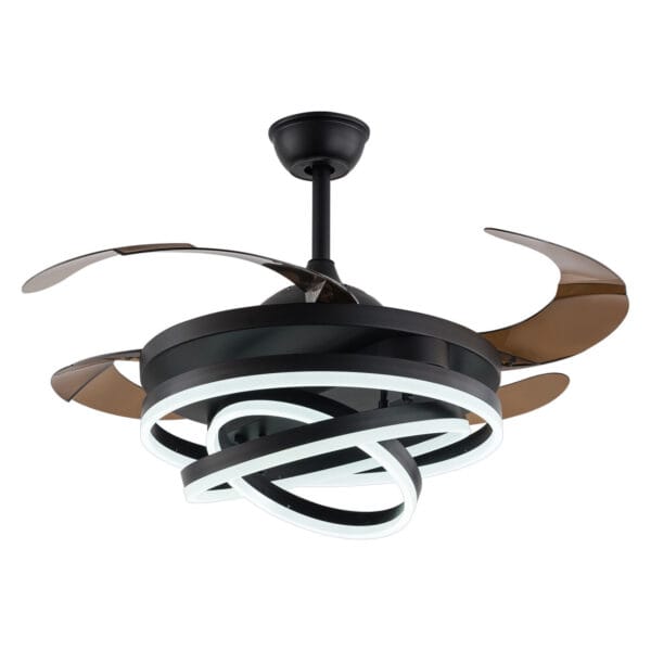 4-178.jpg 42" Retractable Chandelier Ceiling Fan Lamp Light 3-Color LED + Remote Control