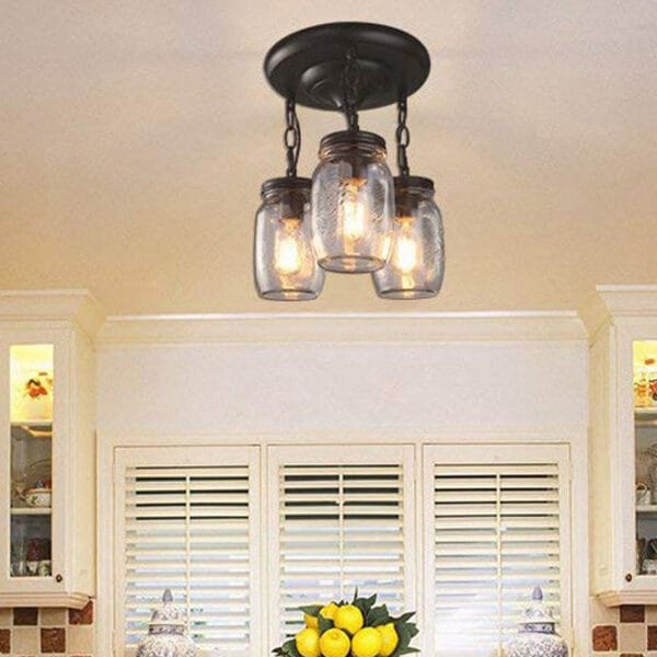 3 Heads Pendant Ceiling Light Mason Jar Kitchen Island Chandelier Lamp Fixture 3