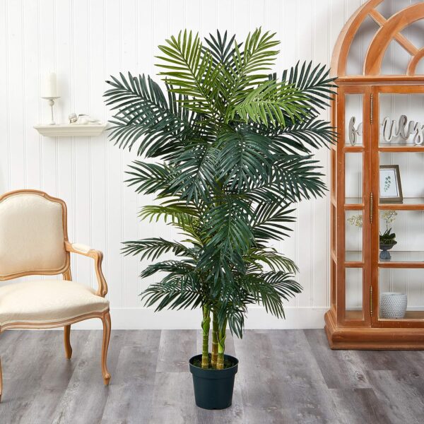 Nearly Natural 5289 6.5ft. Golden Cane Palm Silk Tree,Green 5