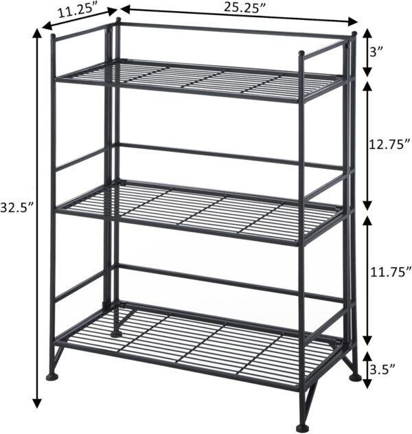 Convenience Concepts Designs2Go X-Tra Storage 3-Tier Wide Folding Metal Shelf, Black 5