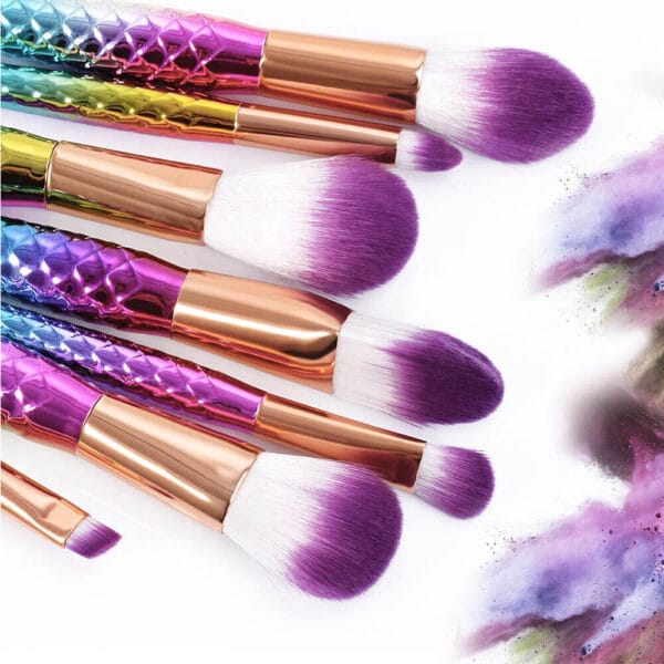 10Pcs Colorful Pro Makeup Brushes Set Powder Foundation Eyeshadow Brush Tool New 5