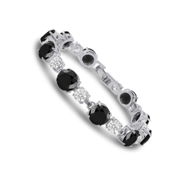 Silver Plated CZ Tennis Bracelet - 8mm & 5mm Cubic Zirconia Stones ~Choose Color 4