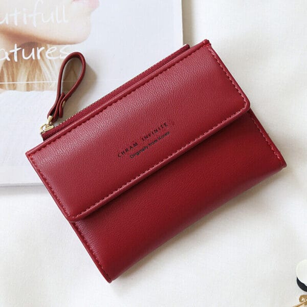 Women RFID Short Wallet Lady Small Handbag Bifold Leather Wallet with ID Window 26