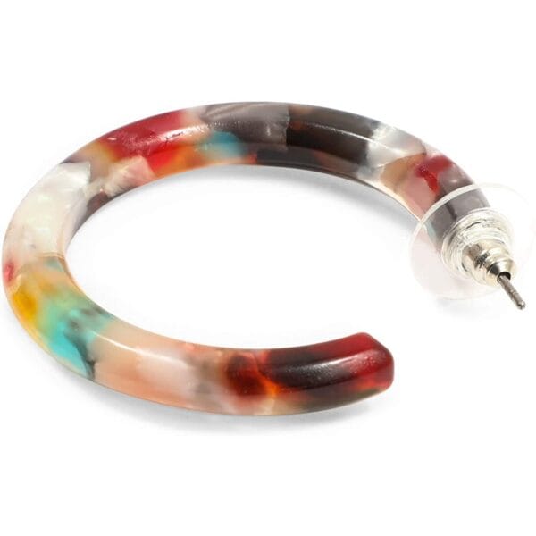 Resin Tortoise Shell Hoop Earrings for Women (8 Pairs) 6