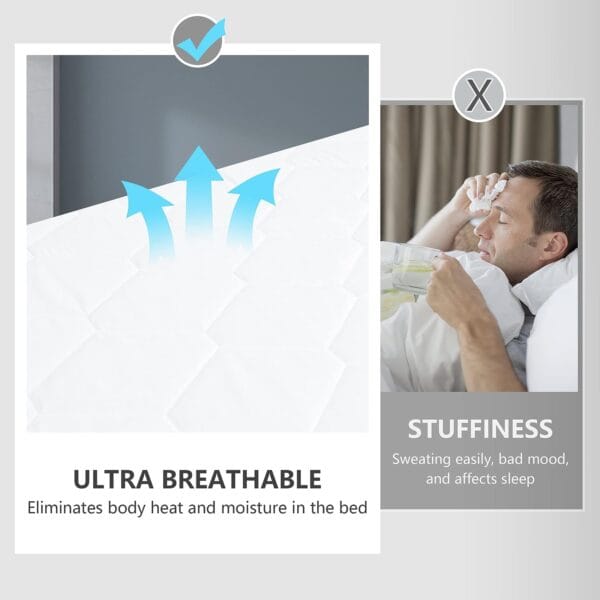 King Waterproof Mattress Protector, Breathable Noiseless Mattress Cover, Deep Pocket Fit Up to 21 Inches, Quilted Alternative Filling Mattress Pad Cover 5