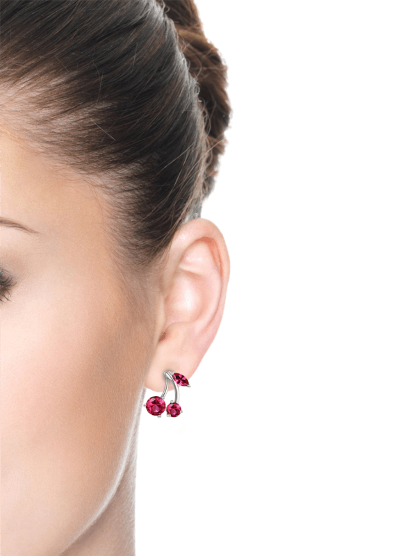 Buyless Fashion Girls Cherry Fruit Stud Earrings Sparkling Crystal 5