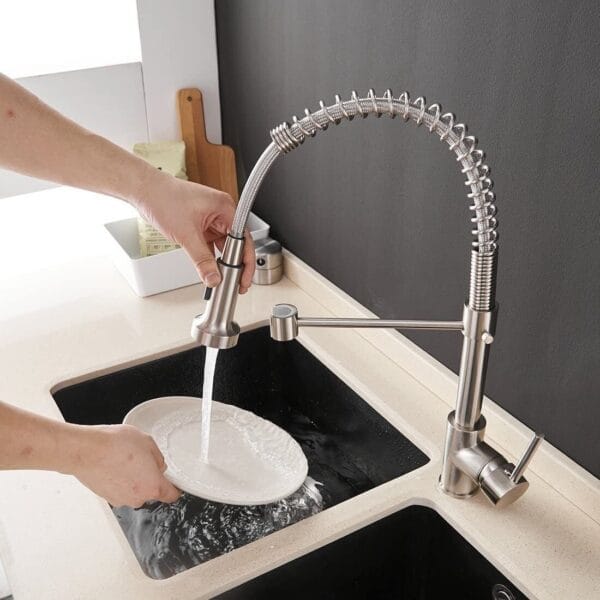 Kitchen Faucet Sink Pull Down Sprayer Single Lever Mixer Tap Spring Deck Mount 4