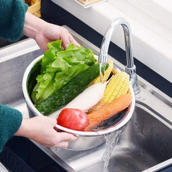 Kitchen Colanders 2 in 1 Fruit Vegetable Julienne Strainer Bowl Set Drain Basin 3