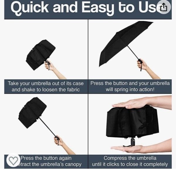 Travel Umbrella - Compact, Automatic, Folding, Small and Portable 6