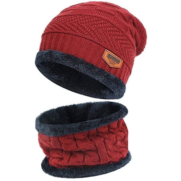 Mens Womens Winter Warm Baggy Slouchy Ski Skull Knit Beanie Hat & Scarf Cap Lot