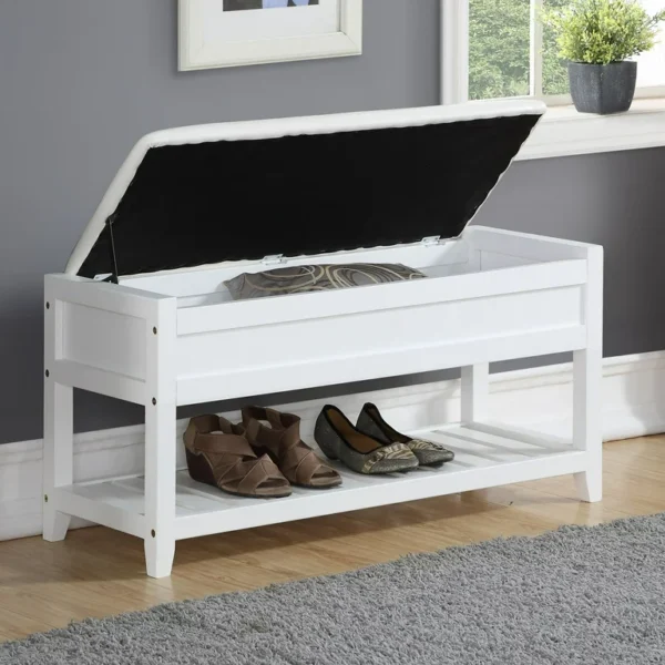 Roundhill Furniture Rouen Storage Bench, White 6