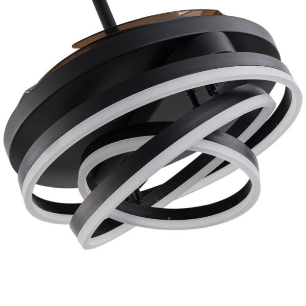 42" Retractable Chandelier Ceiling Fan Lamp Light 3-Color LED + Remote Control 6