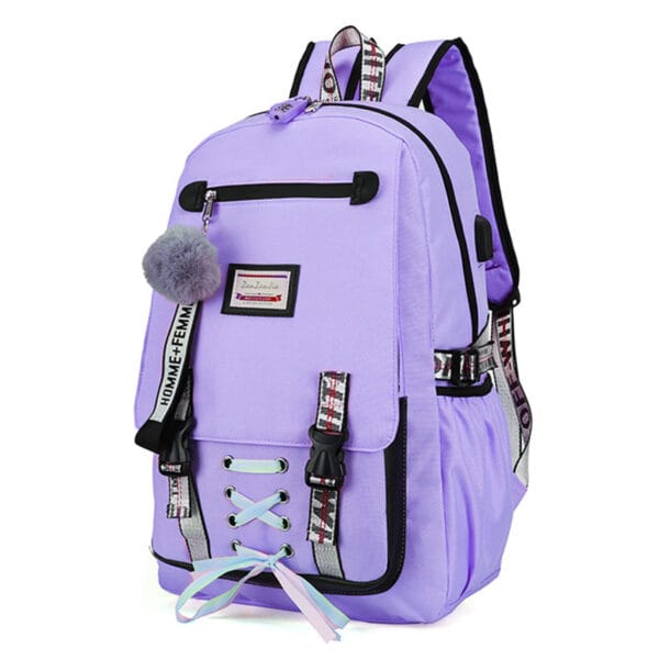 Women Girls USB Port Backpack Laptop Travel Shoulder School Book Bag Rucksack 6