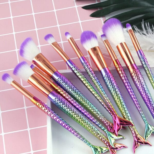 10Pcs Colorful Pro Makeup Brushes Set Powder Foundation Eyeshadow Brush Tool New 6