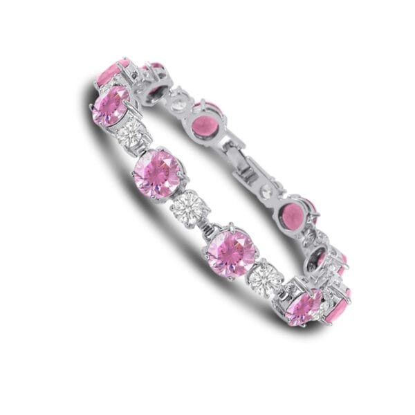 Silver Plated CZ Tennis Bracelet - 8mm & 5mm Cubic Zirconia Stones ~Choose Color 5