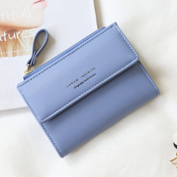 Women RFID Short Wallet Lady Small Handbag Bifold Leather Wallet with ID Window 27