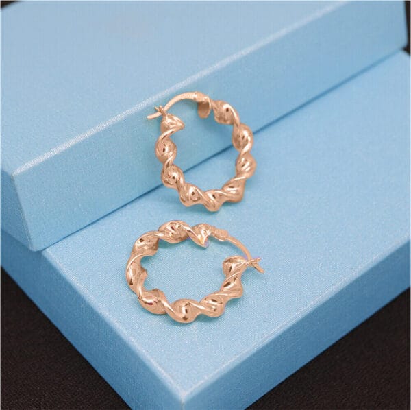 925 Solid Sterling Silver 25MM Twisted Hoop Huggie Earrings For Women -3 Colors 22