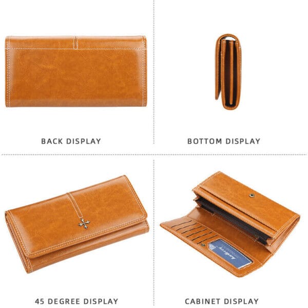 Women Lady Oil Wax Leather Clutch Wallet Long Purse Credit Card Phone Holder Bag 27