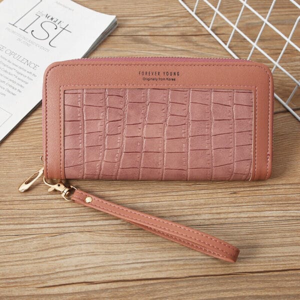 Women Leather Wallet with Wristlet Zip Around Clutch Large Travel Long Purse USA 6