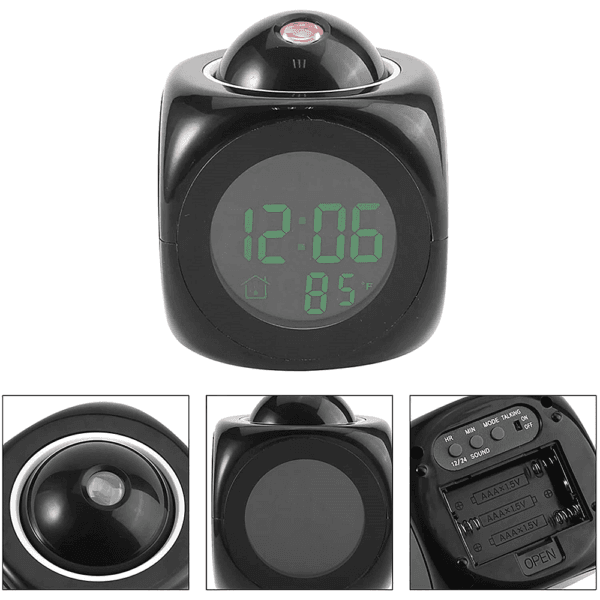 LED Projection Alarm Clock Digital LCD Display Voice Talking Weather Snooze USB 5