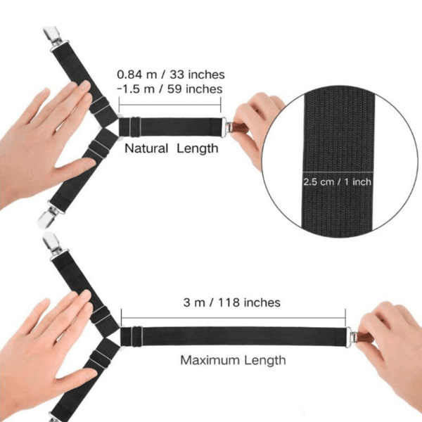 4 Bed Sheet Fasteners Adjustable Elastic Suspenders Straps Mattress Covers Clips 6