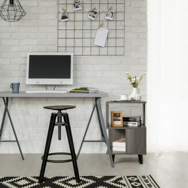 Gymax 2 PCS Nightstand Set Modern Side End Table Storage Shelf Grey 6
