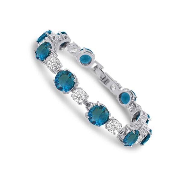 Silver Plated CZ Tennis Bracelet - 8mm & 5mm Cubic Zirconia Stones ~Choose Color 6