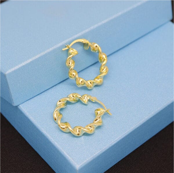 925 Solid Sterling Silver 25MM Twisted Hoop Huggie Earrings For Women -3 Colors 23