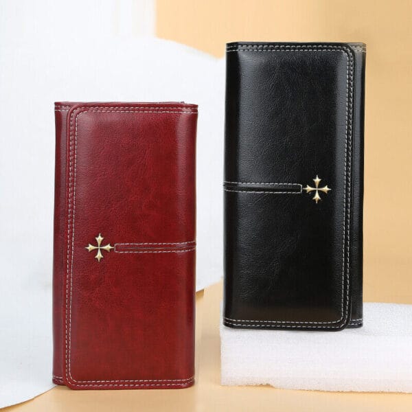Women Lady Oil Wax Leather Clutch Wallet Long Purse Credit Card Phone Holder Bag 29