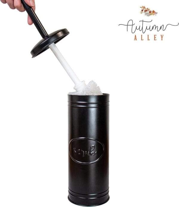 Autumn Alley Toilet Bowl Brush and Holder, Covered Bathroom Toilet Brush for Modern Farmhouse Bathroom Decor, Standing Rustic Toilet Bowl Brush with Holder, Bathroom Decor Sets, Galvanized, Black 7
