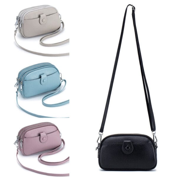 Women Triple Zipper Small Crossbody Bag Cellphone Wallet Purse Clutch Handbag